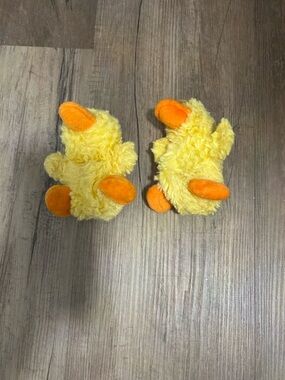 Plush Yellow Duck Slippers with Orange Beaks